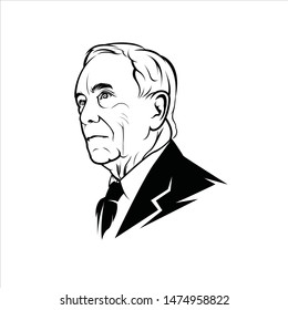 Banjarmasin, Indonesia - August 10 2019: Michael Bloomberg Line Art Vector Portrait