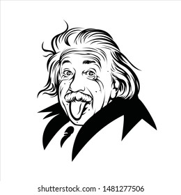 Banjarmasin, Indonesia - August 18 2019: Albert Einstein line art vector portrait