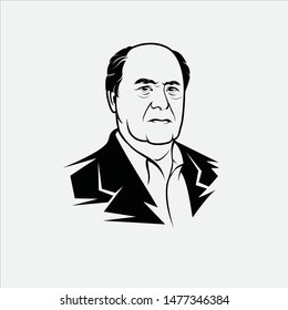 Banjarmasin, Indonesia - July 30 2019: Amancio Ortega Line Art Vector Portrait