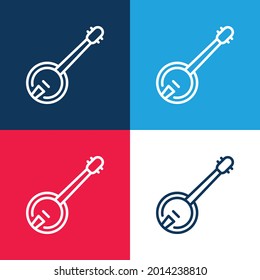 Banjo blue and red four color minimal icon set