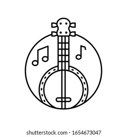 Banjo in circle icon. Simple line, outline vector elements of musical instrument icons for ui and ux, website or mobile application