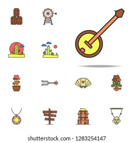 banjo colored icon. Wild West icons universal set for web and mobile