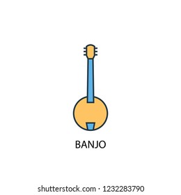 banjo concept 2 colored line icon. Simple yellow and blue element illustration. banjo concept outline symbol design from Music set