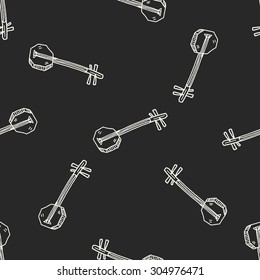 Banjo doodle seamless pattern background