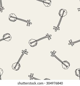 Banjo doodle seamless pattern background