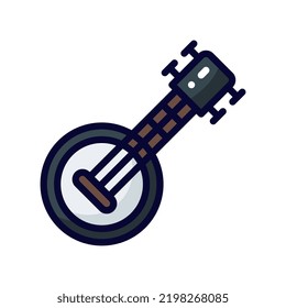 Banjo Filled Line Style Icon. Vector Illustration For Graphic Design, Website, App. EPS 10