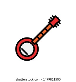 banjo filled line vector icon sign. banjo symbol, logo illustration. Different style icons set. Pixel perfect vector graphics - Vector
