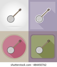 banjo flat icons vector illustration isolated on background