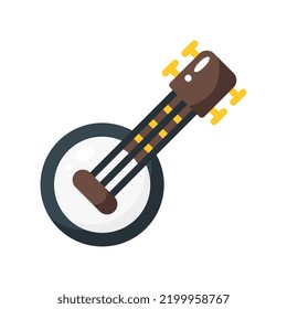 Banjo Flat Style Icon. Vector Illustration For Graphic Design, Website, App. EPS 10