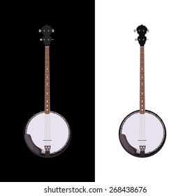Banjo - folk music instrument in vertical pose, 