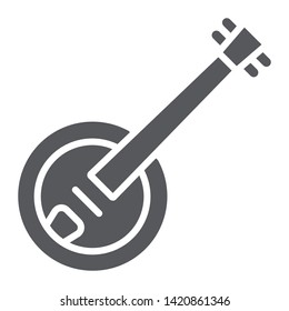 Banjo glyph icon, music and string, folk musical instrument sign, vector graphics, a solid pattern on a white background, eps 10.