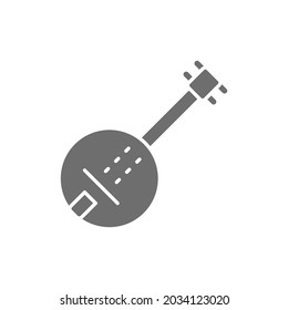 Banjo, guitar grey icon. Isolated on white background