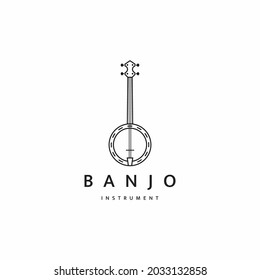 Banjo guitar music instrument logo icon design template flat vector