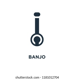 Banjo icon. Black filled vector illustration. Banjo symbol on white background. Can be used in web and mobile.