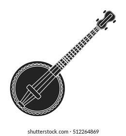 Banjo icon in black style isolated on white background. Musical instruments symbol stock vector illustration