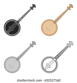 Banjo icon in cartoon style isolated on white background. Musical instruments symbol stock vector illustration