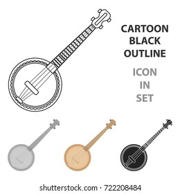 Banjo icon in cartoon style isolated on white background. Musical instruments symbol stock vector illustration