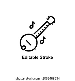 banjo icon designed in outline style in musical instrument icon theme