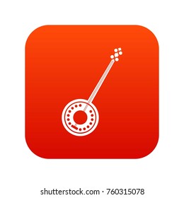 Banjo icon digital red for any design isolated on white vector illustration