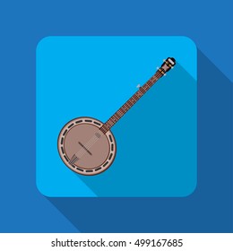 Banjo icon in flat design with long shadows