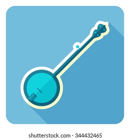 Banjo icon. Flat design. Vector illustration.