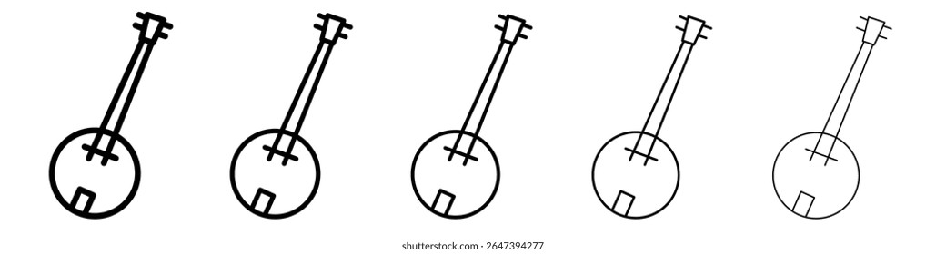 banjo icon flat illustration set logo