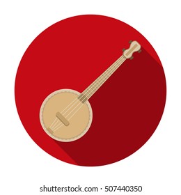 Banjo icon in flat style isolated on white background. Musical instruments symbol stock vector illustration