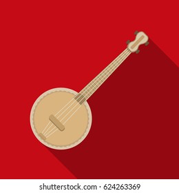 Banjo icon in flat style isolated on white background. Musical instruments symbol stock vector illustration