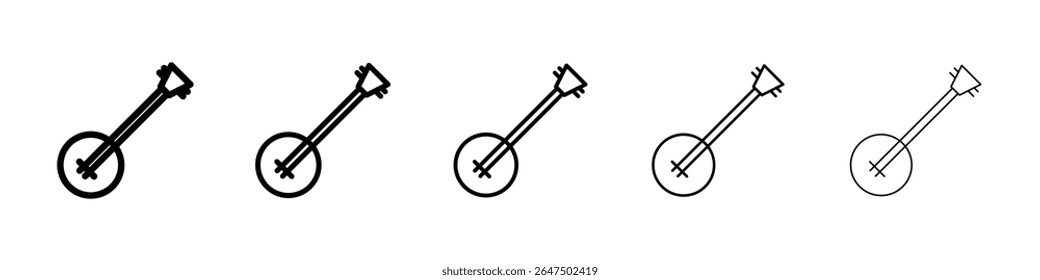 Banjo icon graphic set. trendy stroke line style