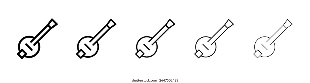 Banjo icon graphic set. trendy stroke line style