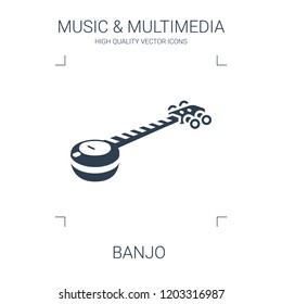 banjo icon. high quality filled banjo icon on white background. from music multimedia collection flat trendy vector banjo symbol. use for web and mobile