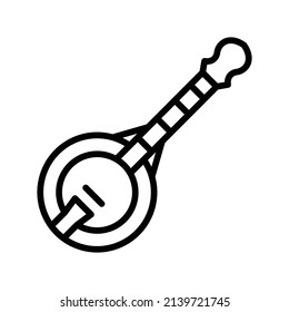 Banjo Icon. Line Art Style Design Isolated On White Background