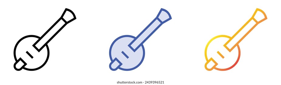banjo icon. Linear, Blue Fill and Gradient Style Design Isolated On White Background