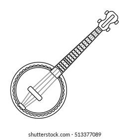 Banjo icon in outline style isolated on white background. Musical instruments symbol stock vector illustration