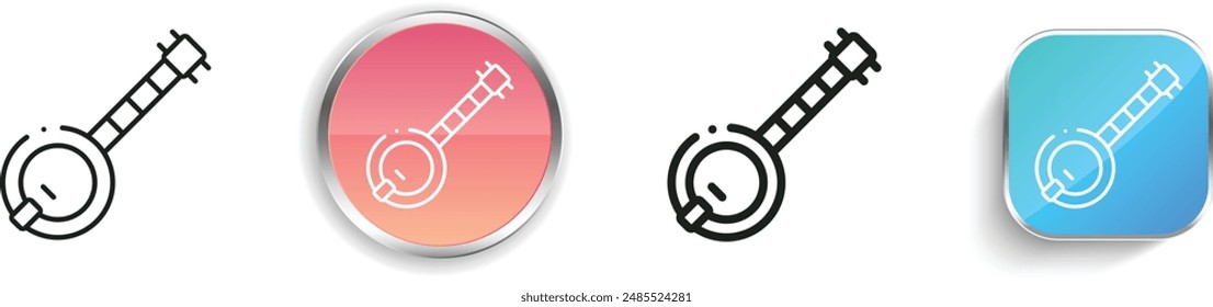 banjo icon. Thin Linear, Regular and Button Style Design Isolated On White Background