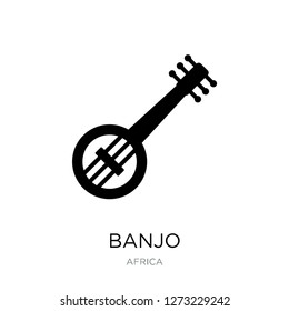 banjo icon vector on white background, banjo trendy filled icons from Africa collection, banjo simple element illustration