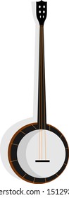 Banjo instrument, illustration, vector on white background.