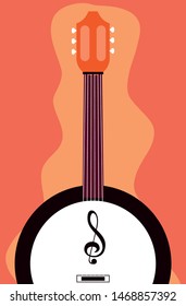 banjo instrument musical note background
