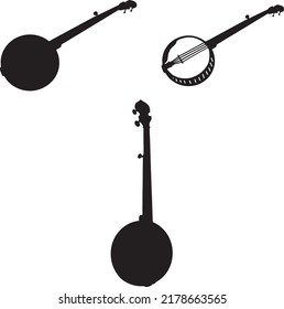 banjo isolated retro musical instrument. Vector four string banjo guitar illustration design
