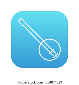 Banjo line icon for web, mobile and infographics. Vector white icon on the blue gradient square with rounded corners isolated on white background.