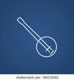 Banjo line icon for web, mobile and infographics. Vector light blue icon isolated on blue background.