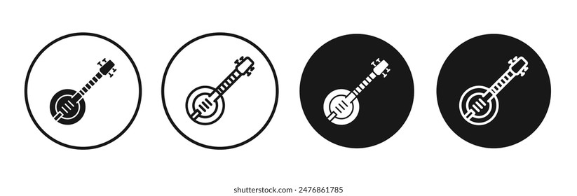 Banjo line vector icon set.