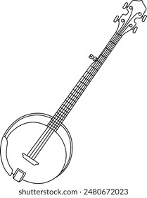 Ilustración vectorial de línea de banjo aislada sobre fondo blanco