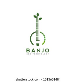 banjo logo,  for  eco technology with tree vector