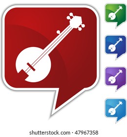 Instrumento musical banjo isolado em um fundo branco.