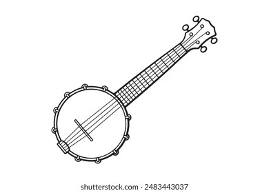 Banjo music instrument silhouette vector illustration 