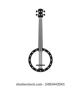 Banjo music instrument silhouette vector illustration 