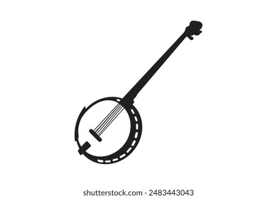 Banjo music instrument silhouette vector illustration 