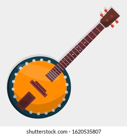 banjo music instrument vector illustration in flat style 