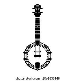 Banjo musical instrument in monochrome style isolated on white background vector illustration